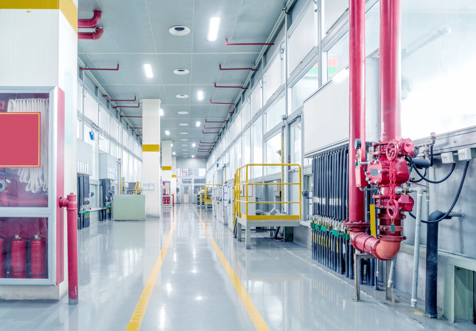 Guide lines on a factory floor: the AGV travels along lines drawn in advance (Image source: Preferred Robotics)